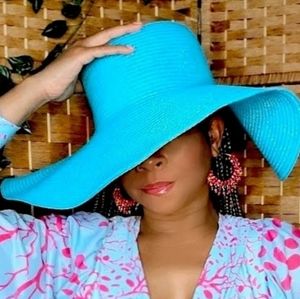 Wide Brim Blue Sun Hat